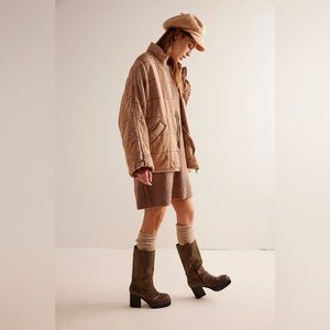 Free People Dolman Quilted Knit Jacket Champagne Diamonds XS